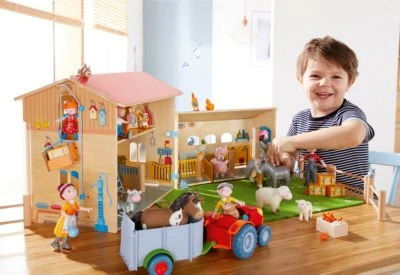 HABA 303130 Little Friends Bauernhof Traktor Rot 2 HABA 303130 Little Friends Bauernhof Traktor Rot – Bild 2